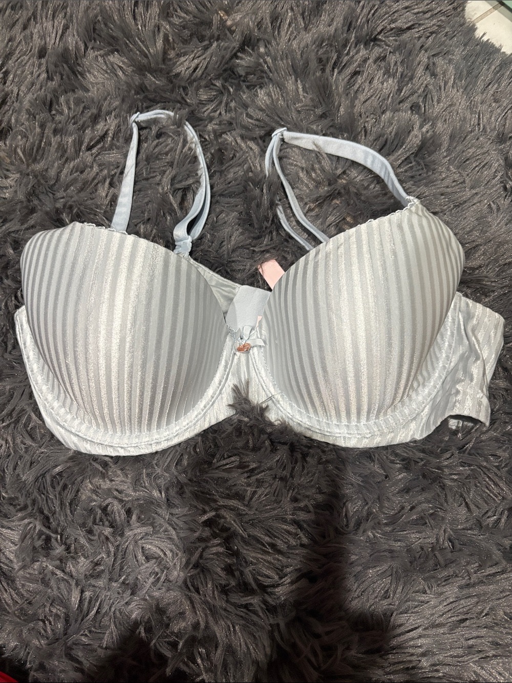 Victoria's Secret Light Gray Striped Padded Underwire Bra